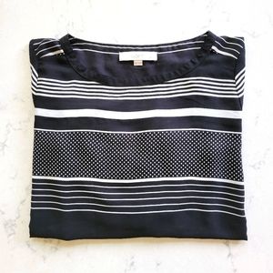 Loft Black and White Blouse Size Petite Small